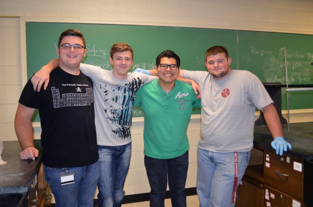Cameron Moore (the author), Tyler Lee, Alan Miramontes-Flores (peer mentor), and Ben Galloway pretend to like each other for a quick photo